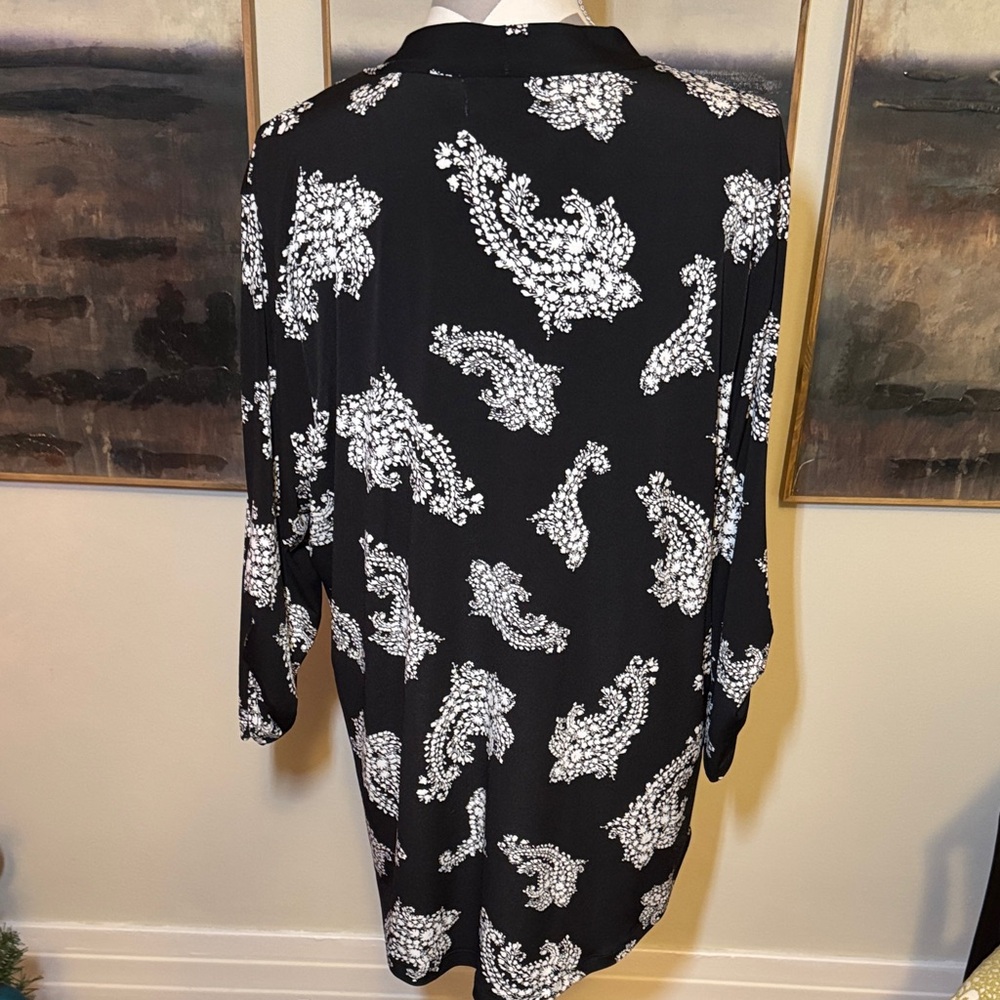 Liz Claiborne Career Black and White Paisley Blouse Size XL - Picture 7 of 10